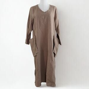 MordenMiss Linen Caftan Dress Oversized Maxi Minimalist Lagenlook XL